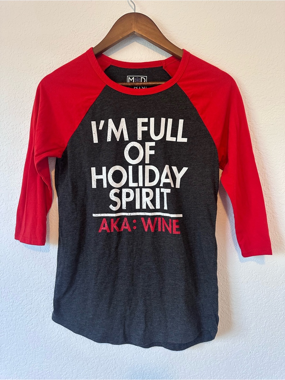 Modern Lux Red and Charcoal Holiday Raglan Tee